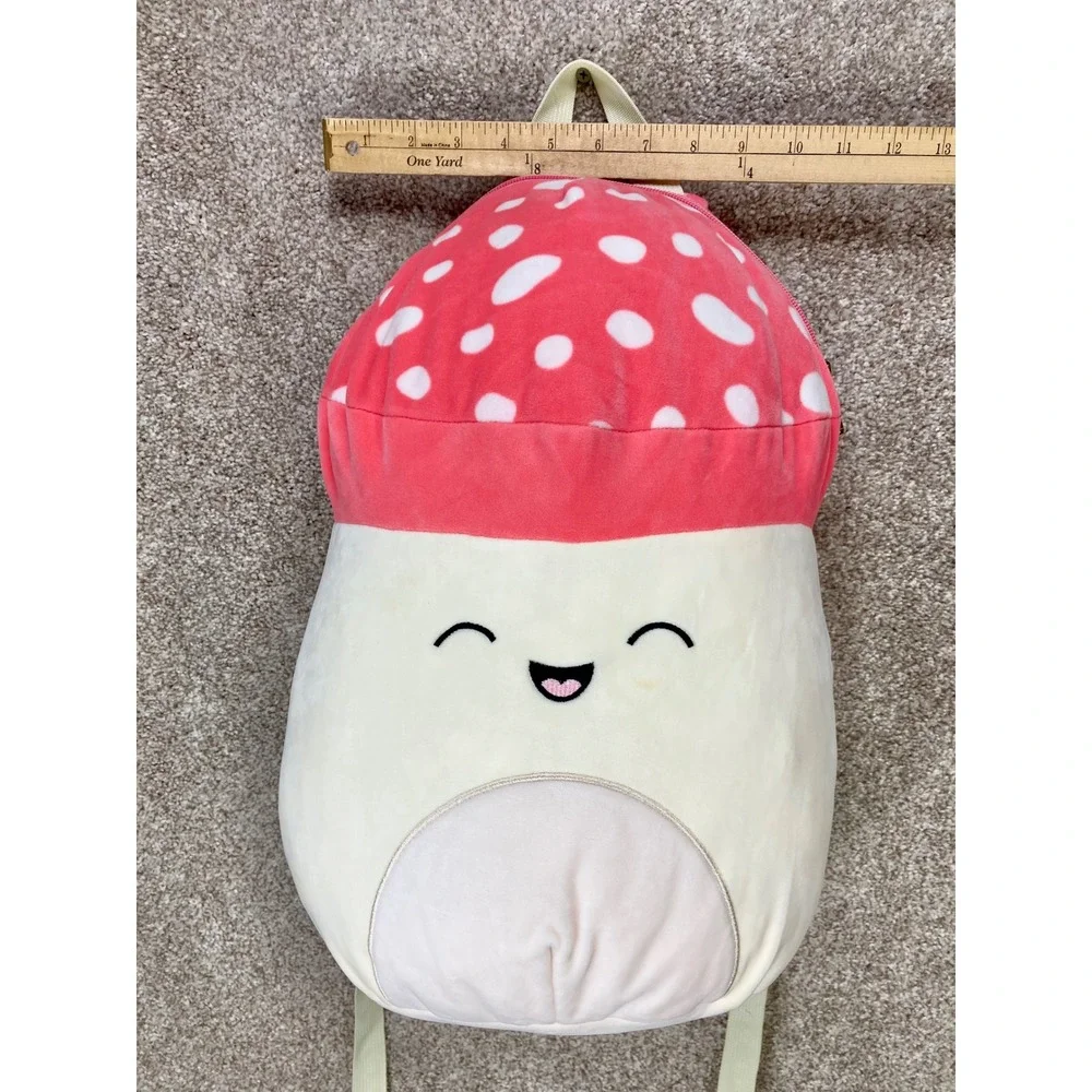 Squishmallows Malcolm the Mushroom Plush Backpack Red White Novelty Plushie Bag